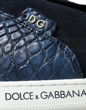 Load image into Gallery viewer, Dolce &amp; Gabbana Blue Suede Caiman Loafers Saint Tropez Shoes
