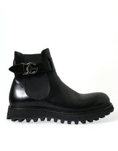 Load image into Gallery viewer, Dolce &amp; Gabbana Black Chelsea Belted DG Logo Boots Shoes
