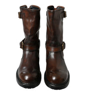 Load image into Gallery viewer, Dolce &amp; Gabbana Brown Leather Mid Calf Biker Boots Shoes
