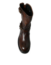 Load image into Gallery viewer, Dolce &amp; Gabbana Brown Leather Mid Calf Biker Boots Shoes
