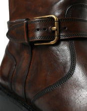 Load image into Gallery viewer, Dolce &amp; Gabbana Brown Leather Mid Calf Biker Boots Shoes
