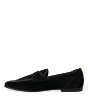 Load image into Gallery viewer, Dolce &amp; Gabbana Black Velvet Slip On Loafers Dress Shoes
