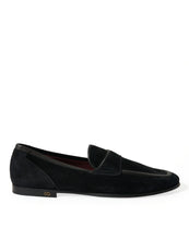 Load image into Gallery viewer, Dolce &amp; Gabbana Black Velvet Slip On Loafers Dress Shoes
