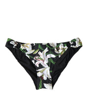 Load image into Gallery viewer, Dolce &amp; Gabbana Black Lily Print Swimwear Bottom Beachwear Bikini
