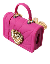 Load image into Gallery viewer, Dolce &amp; Gabbana Chic Quilted Silicone Airpods Case - Pink &amp; Gold
