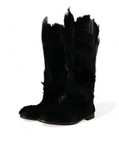 Load image into Gallery viewer, Dolce &amp; Gabbana Black Gazelle Fur Mid Calf Winter Boots Shoes
