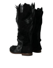 Load image into Gallery viewer, Dolce &amp; Gabbana Black Gazelle Fur Mid Calf Winter Boots Shoes
