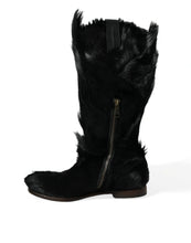 Load image into Gallery viewer, Dolce &amp; Gabbana Black Gazelle Fur Mid Calf Winter Boots Shoes
