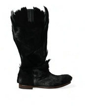 Load image into Gallery viewer, Dolce &amp; Gabbana Black Gazelle Fur Mid Calf Winter Boots Shoes
