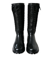 Load image into Gallery viewer, Dolce &amp; Gabbana Black Chioggia Rubber Suede Rain Boots Shoes
