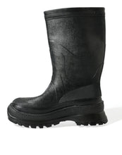 Load image into Gallery viewer, Dolce &amp; Gabbana Black Embossed Metallic Rubber Boots Shoes
