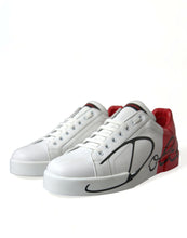 Load image into Gallery viewer, Dolce &amp; Gabbana White Red Leather Low Top Sneakers Shoes
