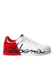 Load image into Gallery viewer, Dolce &amp; Gabbana White Red Leather Low Top Sneakers Shoes
