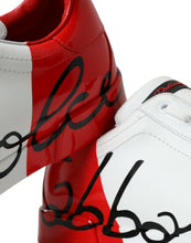 Load image into Gallery viewer, Dolce &amp; Gabbana White Red Leather Low Top Sneakers Shoes
