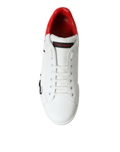 Load image into Gallery viewer, Dolce &amp; Gabbana White Red Leather Low Top Sneakers Shoes
