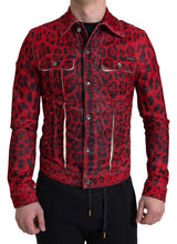 Load image into Gallery viewer, Dolce &amp; Gabbana Vibrant Red Leopard Print Denim Jacket
