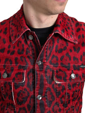 Load image into Gallery viewer, Dolce &amp; Gabbana Vibrant Red Leopard Print Denim Jacket
