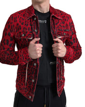 Load image into Gallery viewer, Dolce &amp; Gabbana Vibrant Red Leopard Print Denim Jacket
