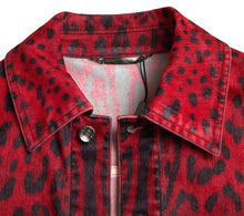Load image into Gallery viewer, Dolce &amp; Gabbana Vibrant Red Leopard Print Denim Jacket
