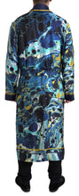 Load image into Gallery viewer, Dolce &amp; Gabbana Marble Blue Silk Long Robe Luxury Sleepwear
