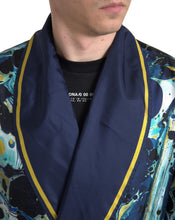 Load image into Gallery viewer, Dolce &amp; Gabbana Marble Blue Silk Long Robe Luxury Sleepwear
