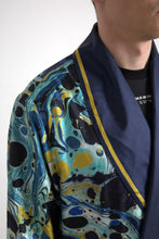 Load image into Gallery viewer, Dolce &amp; Gabbana Marble Blue Silk Long Robe Luxury Sleepwear
