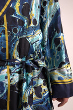 Load image into Gallery viewer, Dolce &amp; Gabbana Marble Blue Silk Long Robe Luxury Sleepwear
