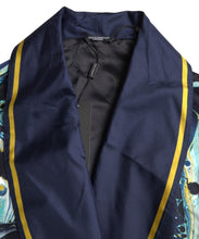 Load image into Gallery viewer, Dolce &amp; Gabbana Marble Blue Silk Long Robe Luxury Sleepwear
