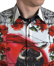 Load image into Gallery viewer, Dolce &amp; Gabbana Floral Bull Print Casual Cotton Shirt
