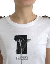 Load image into Gallery viewer, Dolce &amp; Gabbana White Black Roses Crewneck Cotton T-shirt
