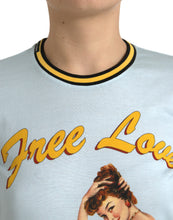 Load image into Gallery viewer, Dolce &amp; Gabbana Light Blue Cotton Free Love Crew Neck T-shirt
