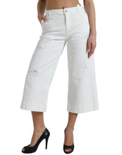 Load image into Gallery viewer, Dolce &amp; Gabbana White Cotton Cropped Wide Leg Denim Jeans
