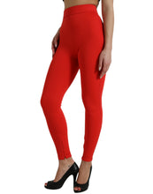 Load image into Gallery viewer, Dolce &amp; Gabbana Red Nylon Stretch Slim Leggings Pants
