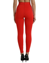 Load image into Gallery viewer, Dolce &amp; Gabbana Red Nylon Stretch Slim Leggings Pants
