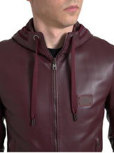 Load image into Gallery viewer, Dolce &amp; Gabbana Elegant Bordeaux Leather Hooded Jacket
