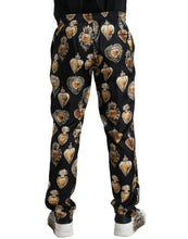 Load image into Gallery viewer, Dolce &amp; Gabbana Black Heart Print Silk Men Pajama Pants
