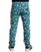 Load image into Gallery viewer, Dolce &amp; Gabbana Blue Floral Print Skinny Cotton Denim Pants
