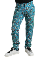 Load image into Gallery viewer, Dolce &amp; Gabbana Blue Floral Print Skinny Cotton Denim Pants
