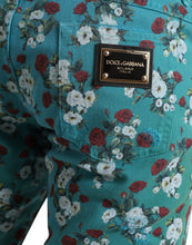 Load image into Gallery viewer, Dolce &amp; Gabbana Blue Floral Print Skinny Cotton Denim Pants
