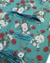 Load image into Gallery viewer, Dolce &amp; Gabbana Blue Floral Print Skinny Cotton Denim Pants
