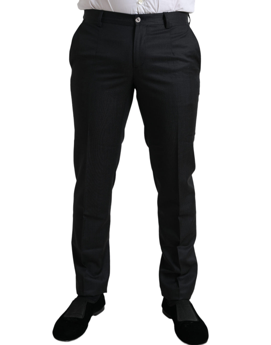 Dolce & Gabbana Black Slim Cotton Formal Dress Pants