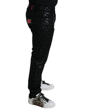 Load image into Gallery viewer, Dolce &amp; Gabbana Black Silver Patterned Slim Cotton Jeans
