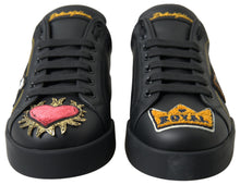 Load image into Gallery viewer, Dolce &amp; Gabbana Black Leather Portofino Prince Sneakers
