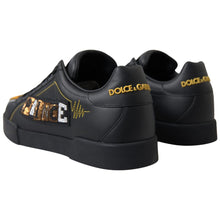 Load image into Gallery viewer, Dolce &amp; Gabbana Black Leather Portofino Prince Sneakers
