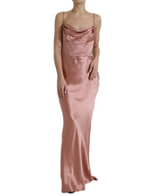 Load image into Gallery viewer, Dolce &amp; Gabbana Pink Silk Spaghetti Straps Long Gown Dress
