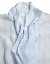 Load image into Gallery viewer, Dolce &amp; Gabbana Blue Long Sleeves Ascot Collar Blouse Top
