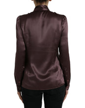 Load image into Gallery viewer, Dolce &amp; Gabbana Brown Silk Ascot Collar Long Sleeve Blouse Top
