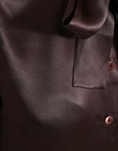 Load image into Gallery viewer, Dolce &amp; Gabbana Brown Silk Ascot Collar Long Sleeve Blouse Top
