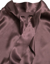 Load image into Gallery viewer, Dolce &amp; Gabbana Brown Silk Ascot Collar Long Sleeve Blouse Top
