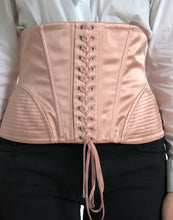 Load image into Gallery viewer, Dolce &amp; Gabbana Pink Silk Stretch Belt Waist Strap Corset Top
